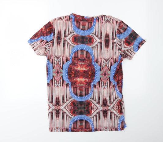 Night Addict Womens Pink Geometric Basic T-Shirt Size S