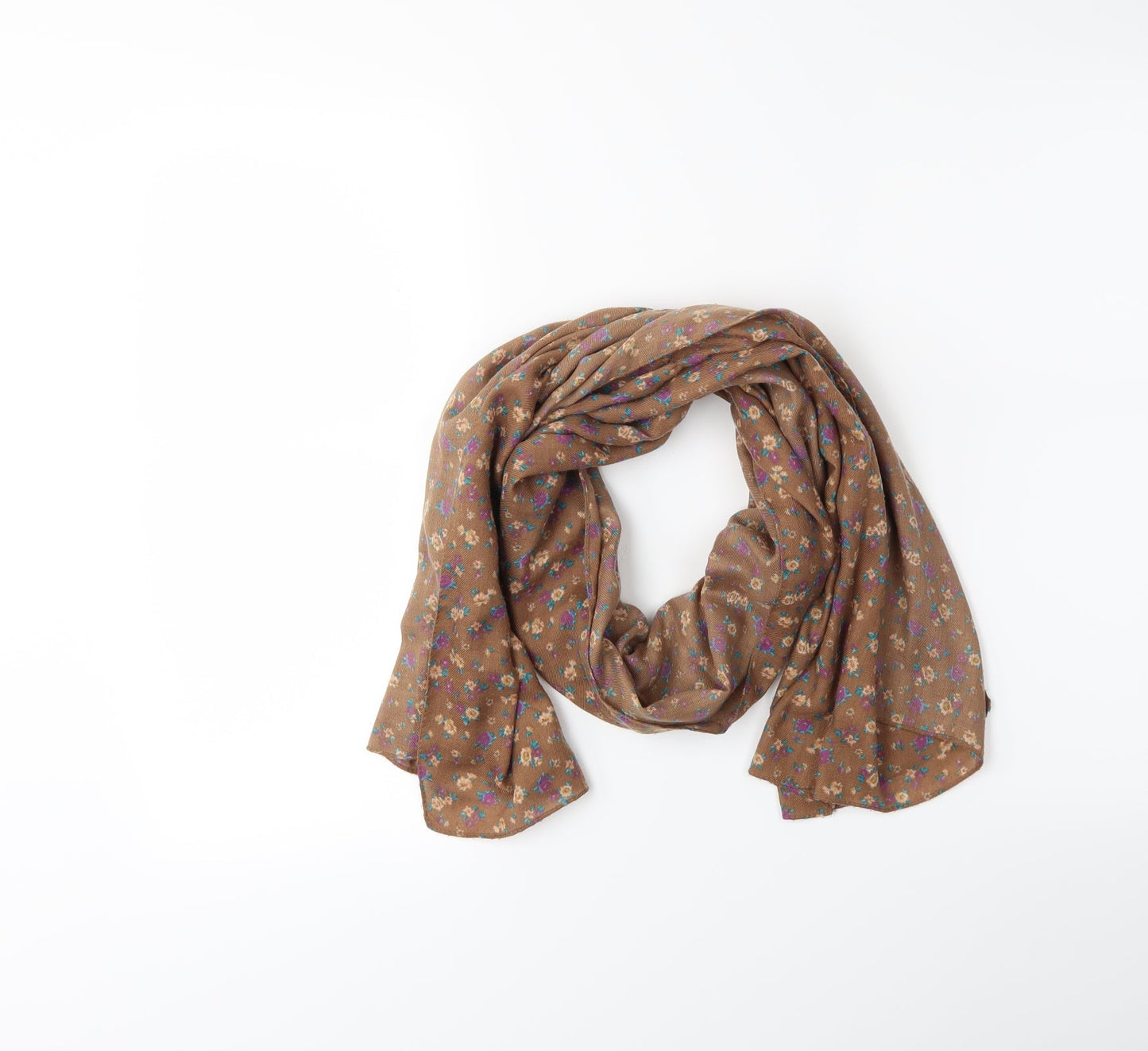 Front view of Preworn women’s brown floral scarf
