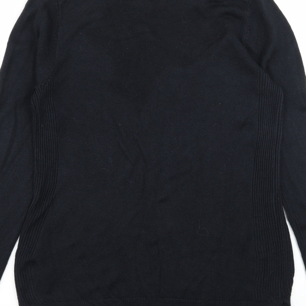 Brand and care label for Preworn women’s black knit jumper, size UK 8