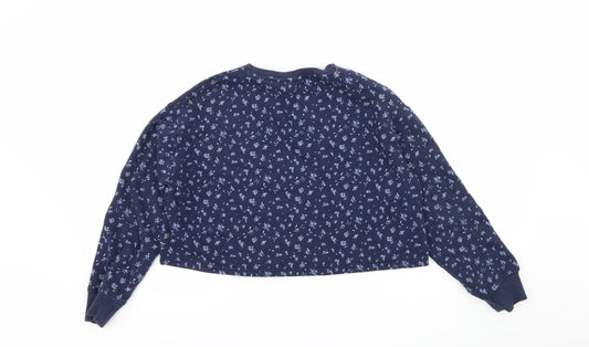 NEXT Girls Blue Floral Jersey Pullover Sweatshirt Size 12 Years - Lovely