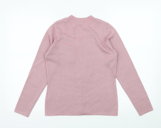 Damart Womens Pink Knit Pullover Jumper Size 8 - Flower Detail