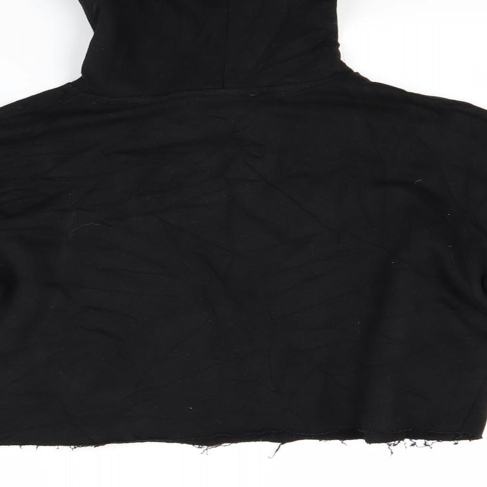 Brand and care label for New Look girls’ black pullover hoodie, size 12, years - new york