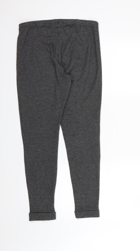 New Look Womens Grey Houndstooth Jersey Trousers Size 12 L28 in