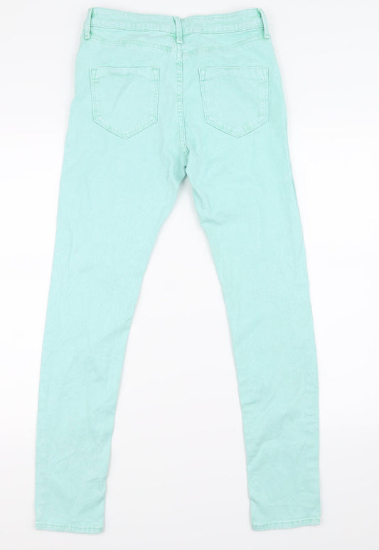 Topshop Womens Green Denim Skinny Jeans Size 28 in L30 in