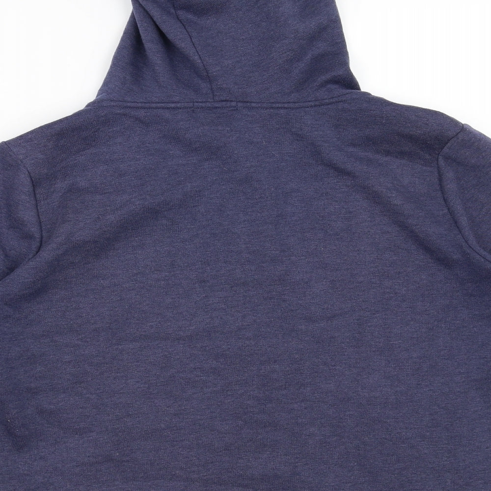 Brand and care label for Papaya men’s blue full zip sweatshirt, size M