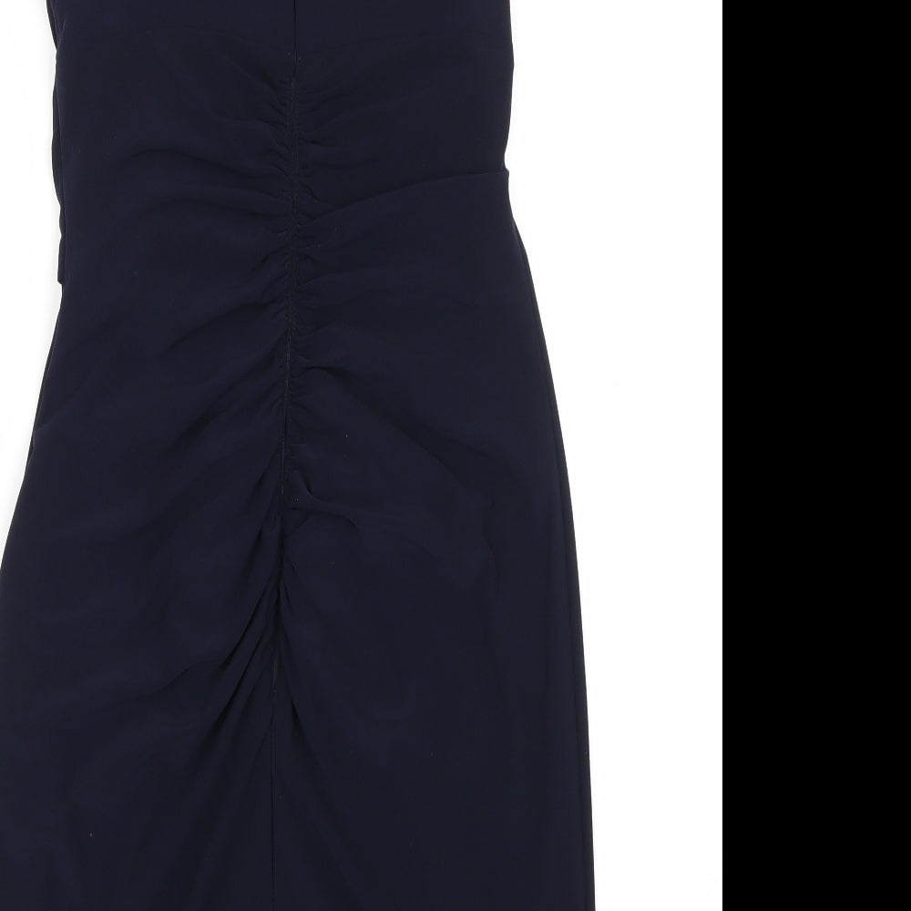 Brand and care label for Dj jaz women’s blue a-line, size UK 4