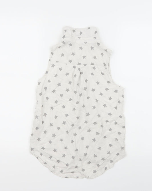 H&M Girls White Basic Button-Up Size 12 Years