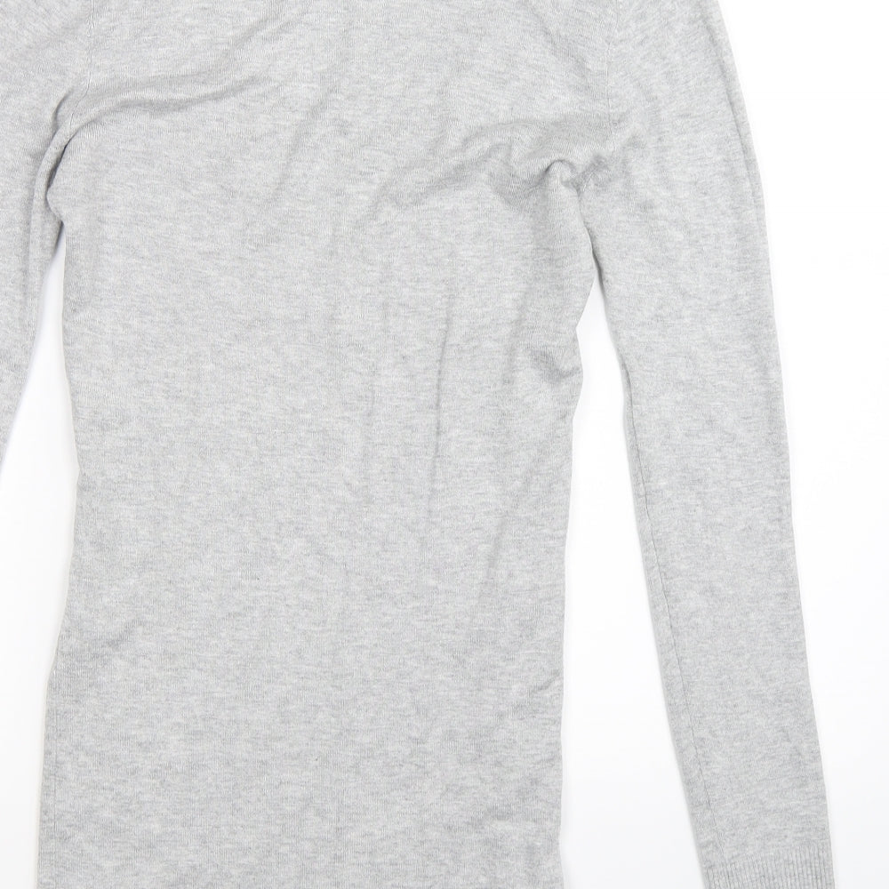 Brand and care label for New Look women’s grey knit jumper, size UK 12