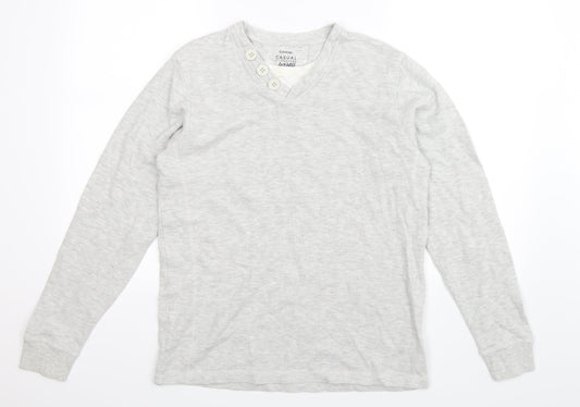 George Mens Grey Knit Pullover Jumper Size S