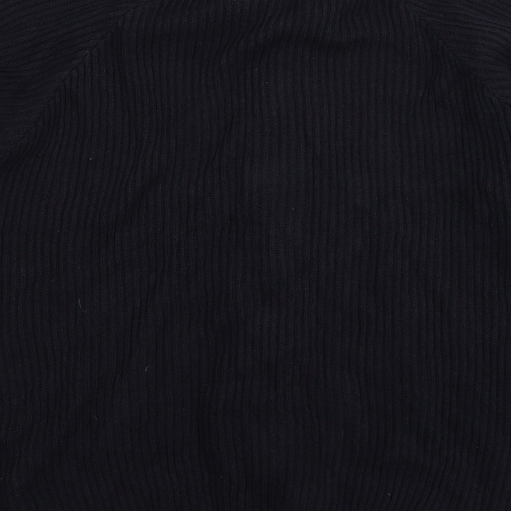 Brand and care label for ACW85 men’s blue knit cardigan jumper, size M