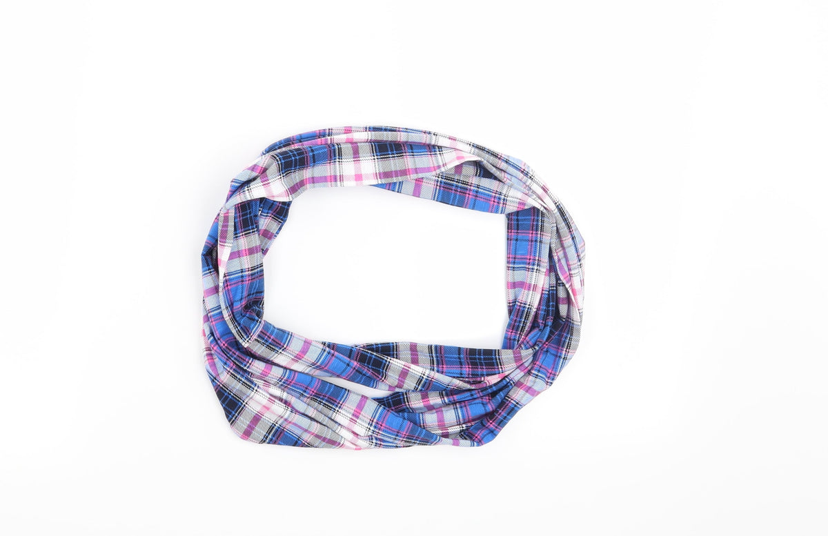 Front view of Preworn women’s blue check scarf