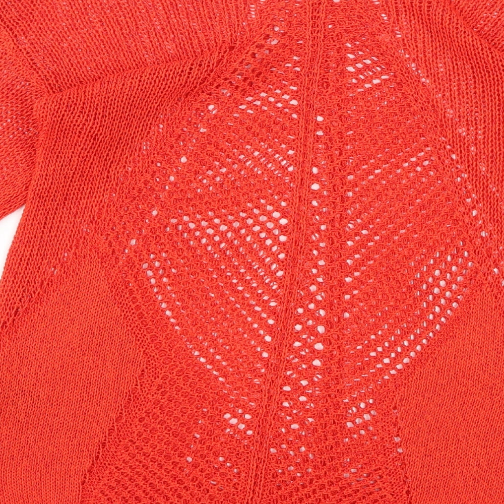 Brand and care label for Next women’s red knit jumper, size UK 8
