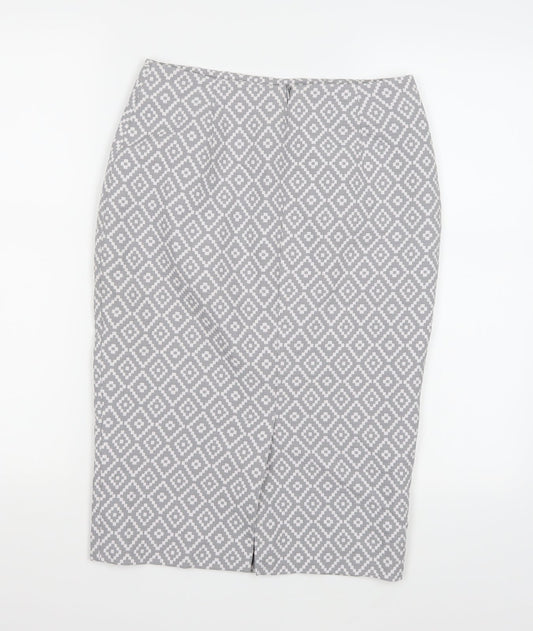 Marks and Spencer Womens Grey Geometric A-Line Skirt Size 8