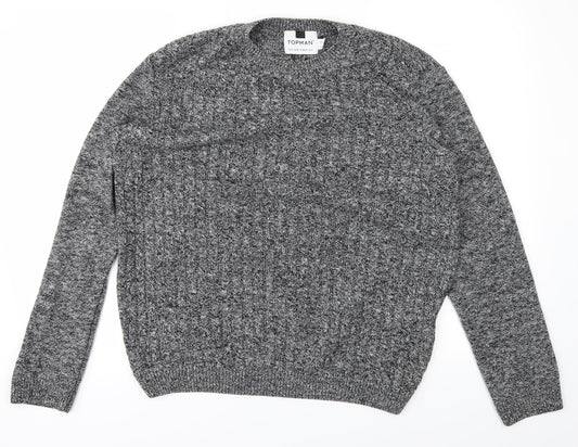 Topman Mens Grey Knit Pullover Jumper Size S