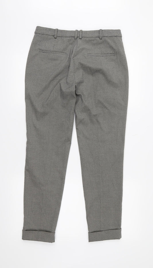 Mango Womens Grey Houndstooth Cropped Trousers Size 8 L27 in