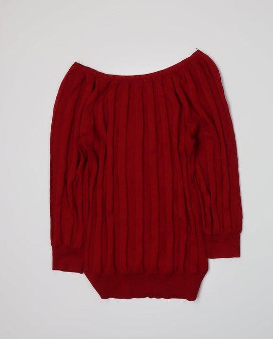 et vous Womens Red Knit Pullover Jumper Size 12
