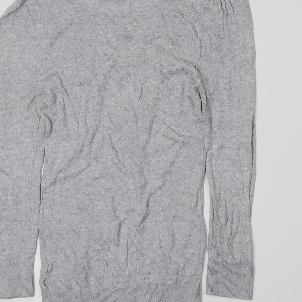 Brand and care label for H&M women’s grey knit jumper, size XS