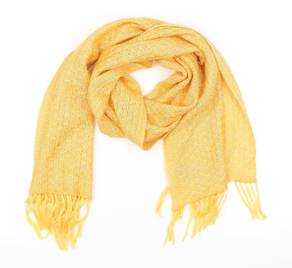 Front view of Preworn women’s yellow scarf