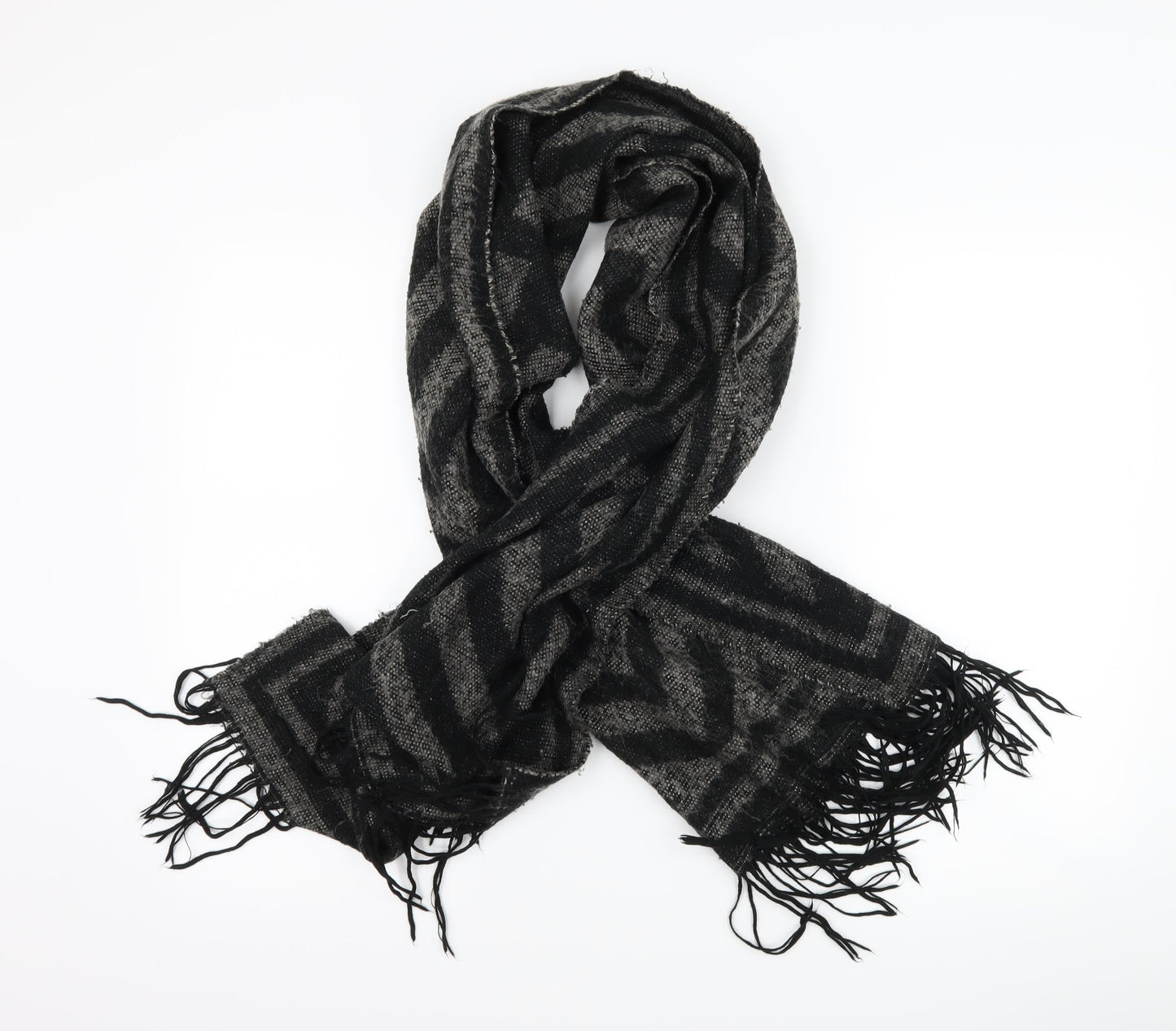 Preworn Womens Grey Striped Scarf