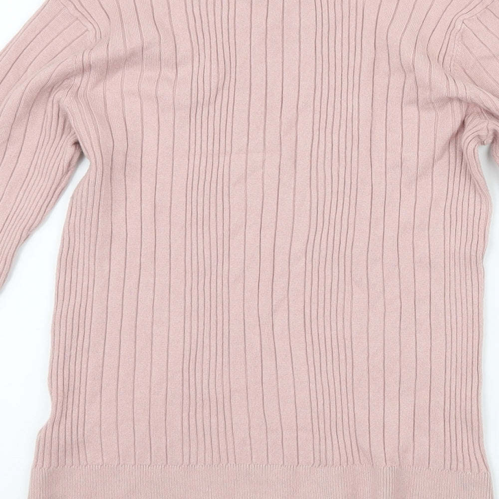 Brand and care label for New Look women’s pink jumper, size UK 12
