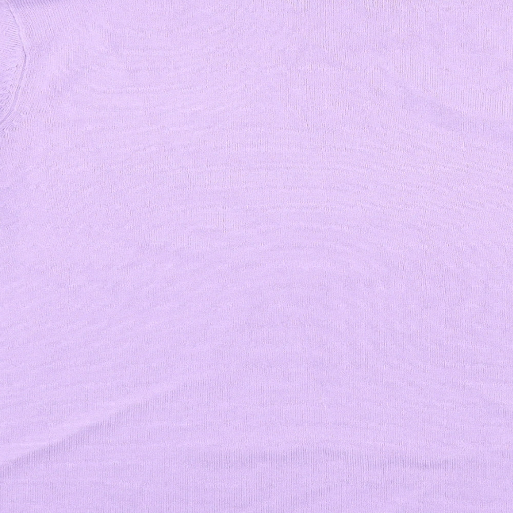 Brand and care label for Bonmarché women’s purple jumper, size L