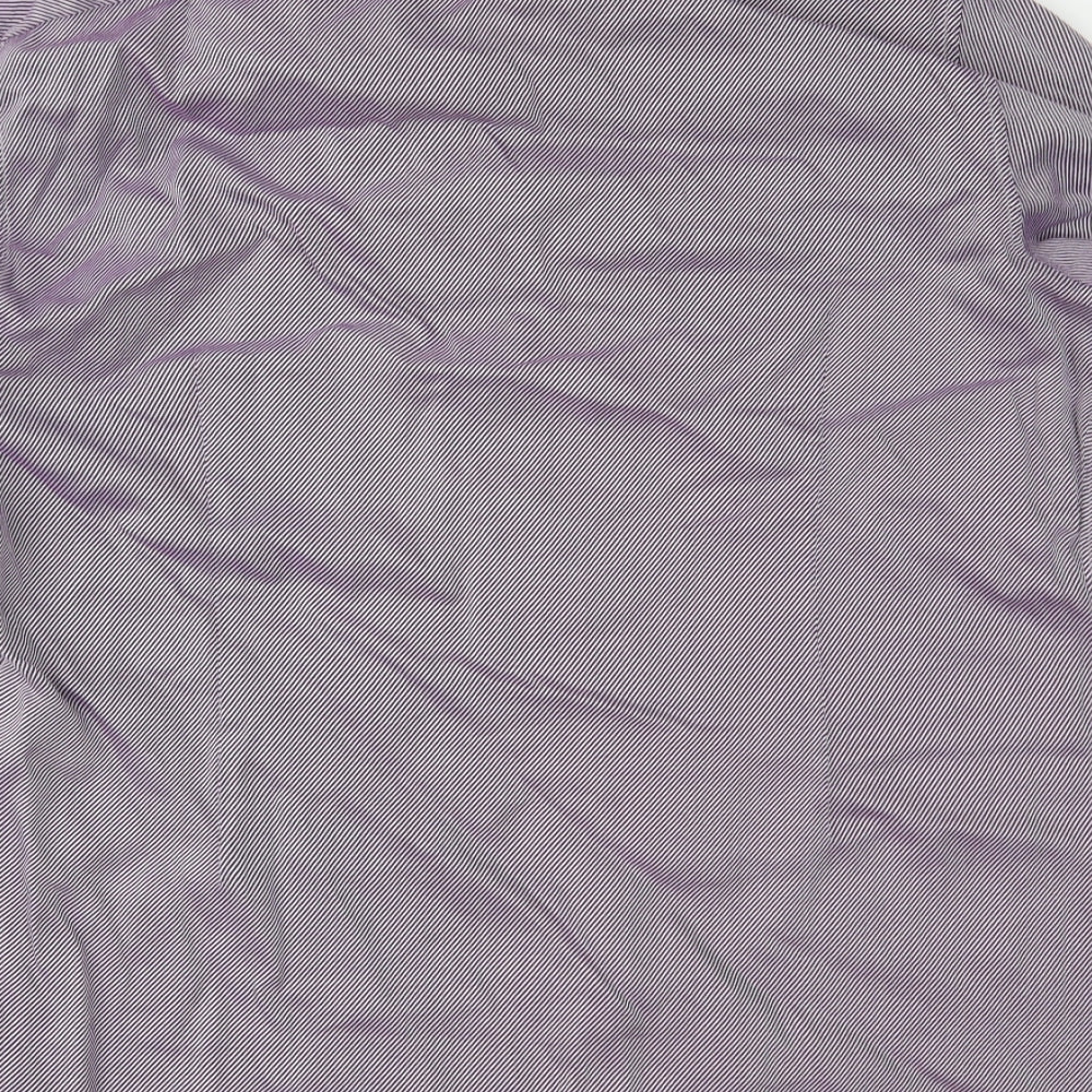 Marks and Spencer Mens Purple Striped Button-Up Size 18