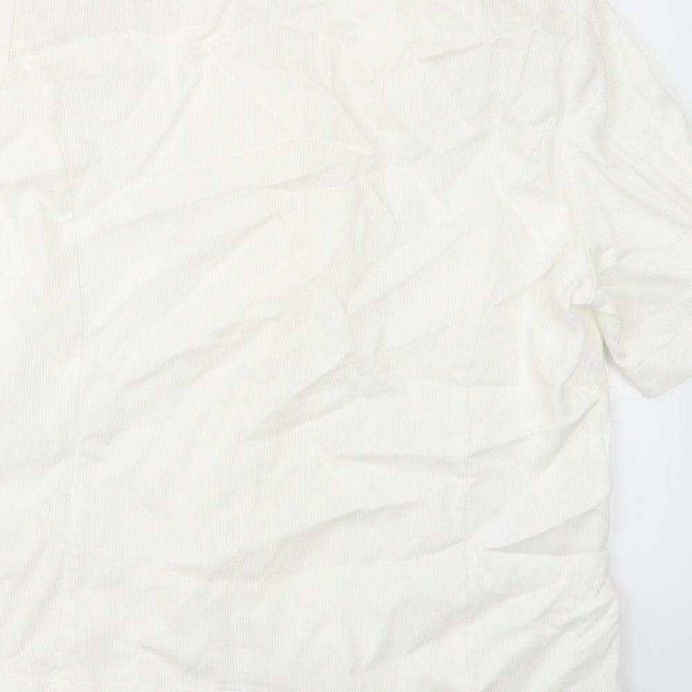 Brand and care label for Frank Walder women’s ivory tunic button-up, size UK 10