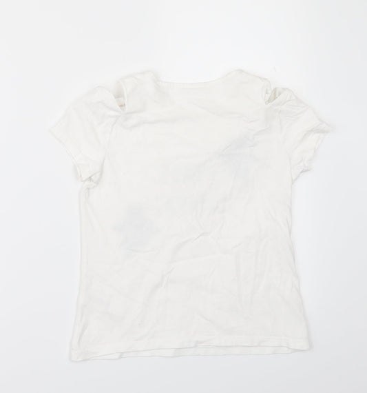 F&F Girls White Basic T-Shirt Size 9-10 Years - cold shoulder