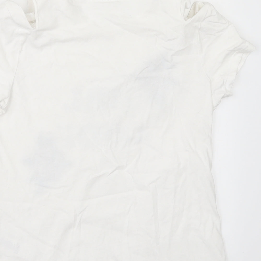 F&F Girls White Basic T-Shirt Size 9-10 Years - cold shoulder