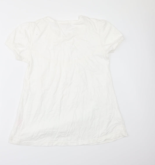 vintage angles Girls White Basic T-Shirt Size 13 Years