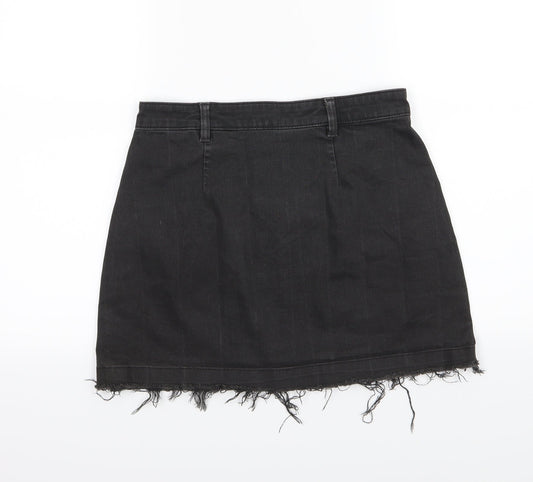Preworn Womens Black Denim A-Line Skirt Size 28 in