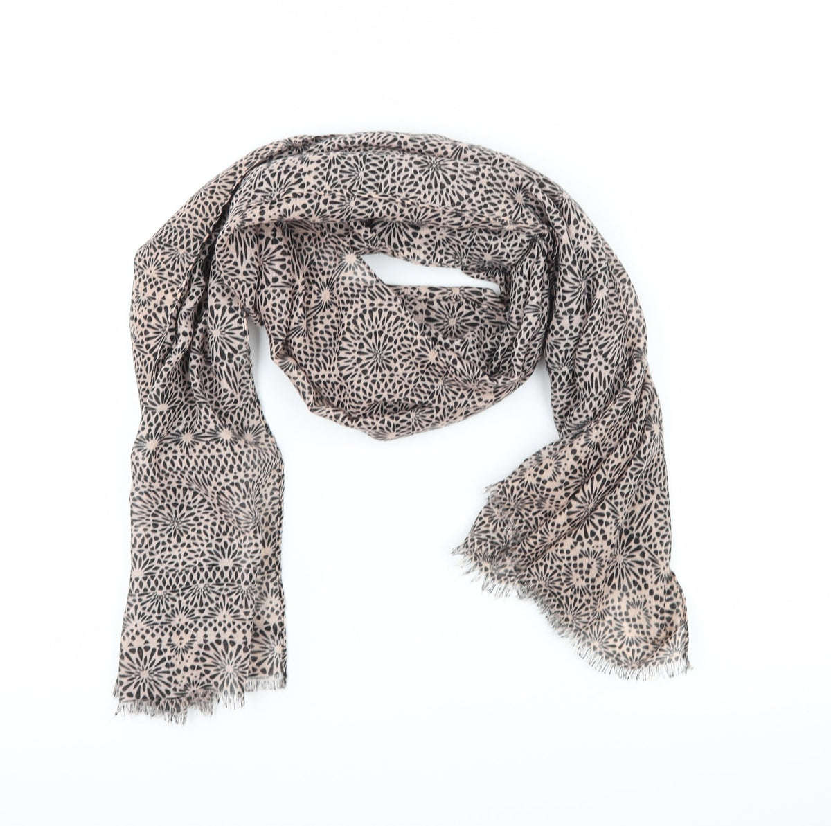 Front view of Preworn women’s pink geometric scarf