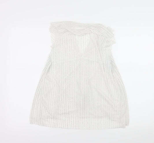 Mango Womens White Striped Basic Blouse Size M