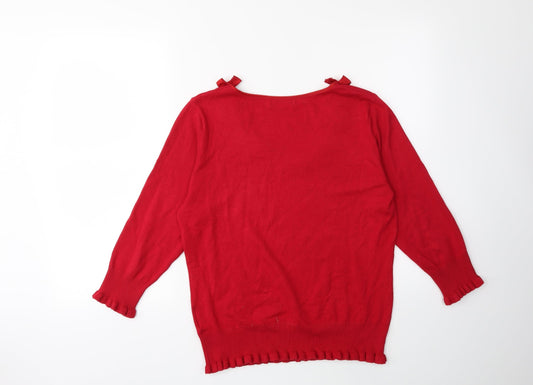 Per Una Womens Red Knit Pullover Jumper Size 14