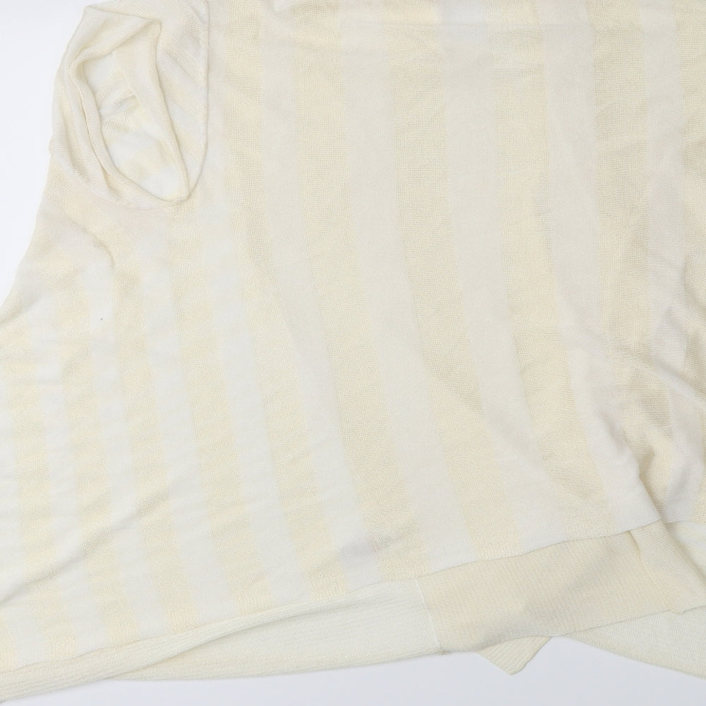 Brand and care label for Principles women’s gold striped cardigan jumper, size UK 16