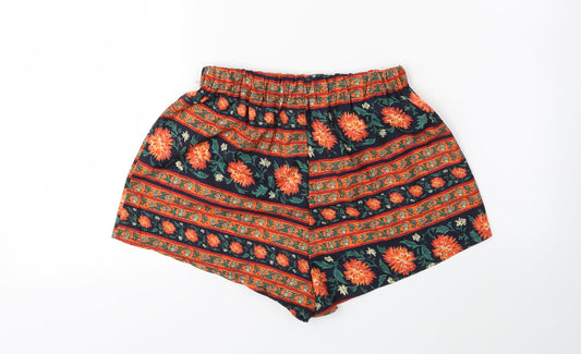 Additional front view of Preworn women’s orange striped bermuda shorts, size M
