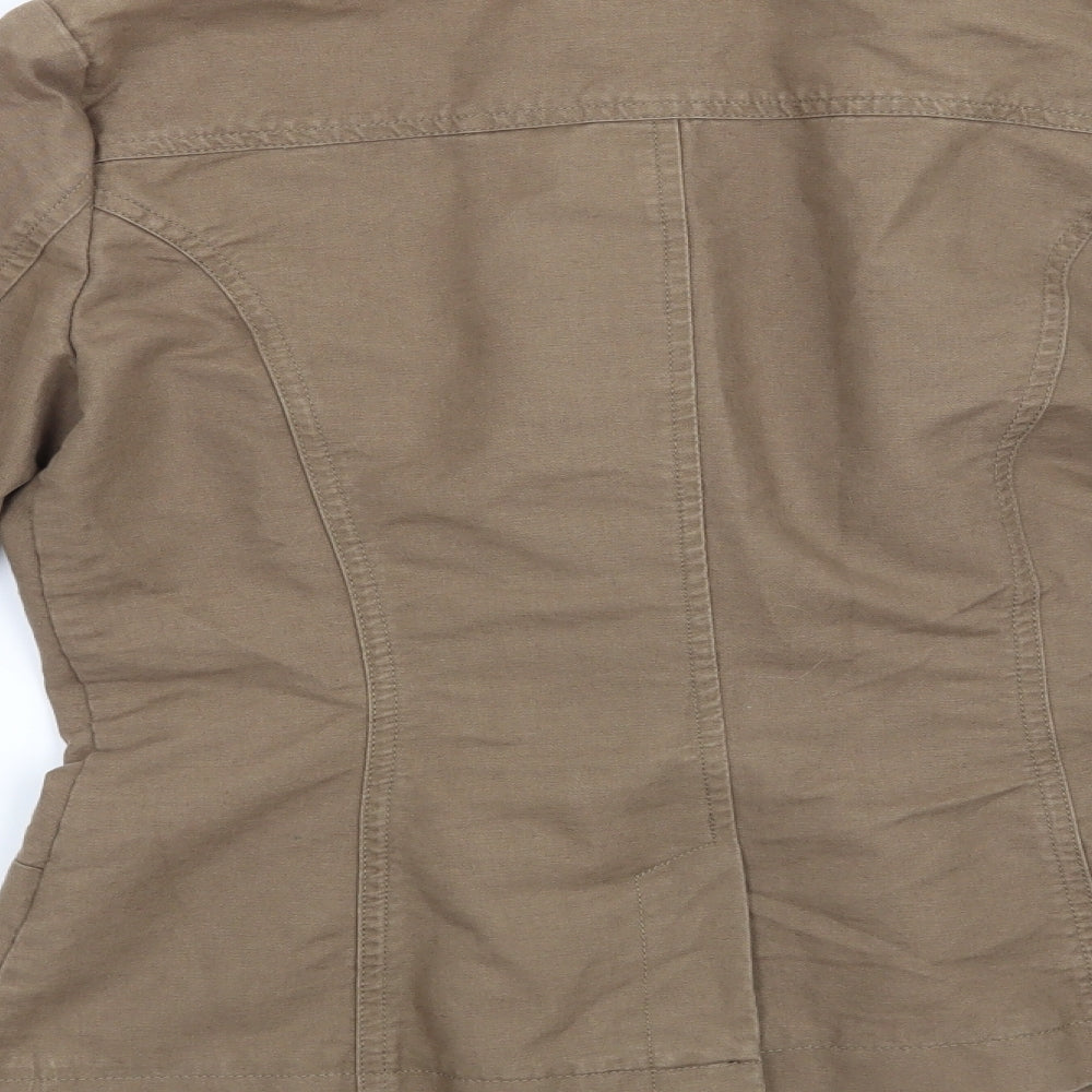 Brand and care label for Preworn women’s brown jacket, size M