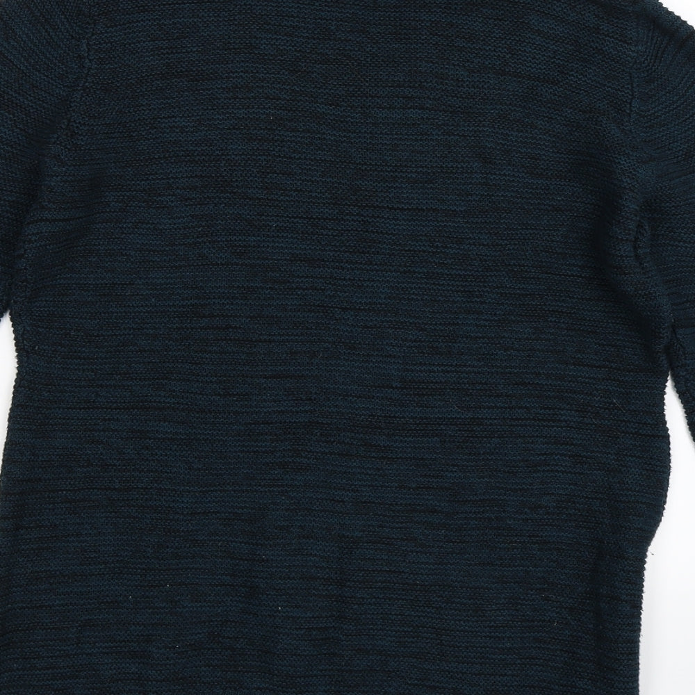 Brand and care label for Cotton On women’s blue knit jumper, size S