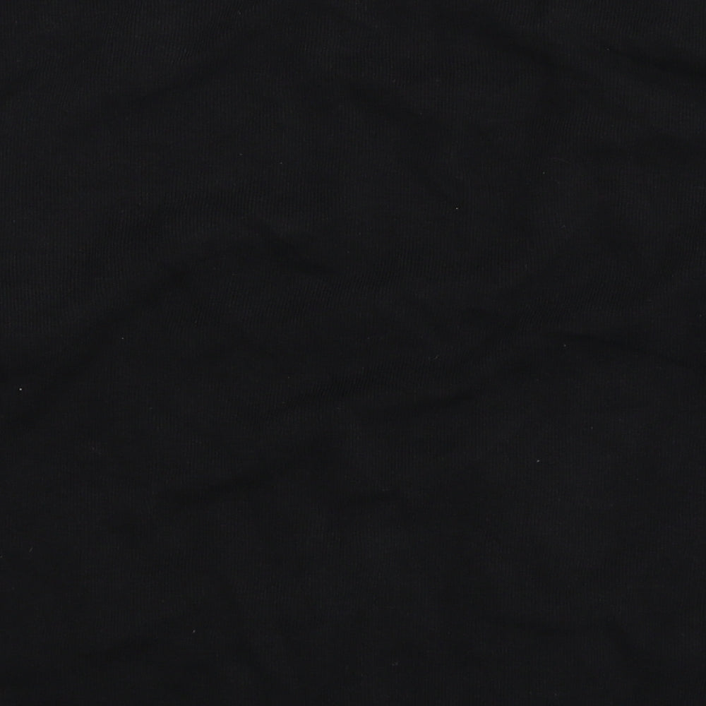 Brand and care label for Cutter & Buck men’s black pullover sweatshirt, size L