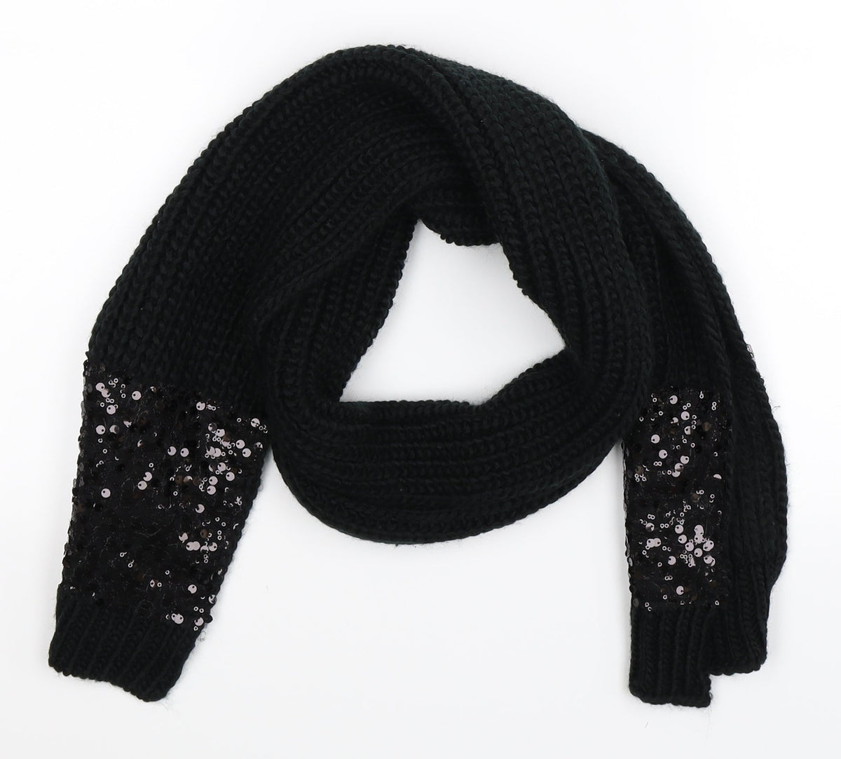 Front view of Kaleidoscope women’s black knit scarf