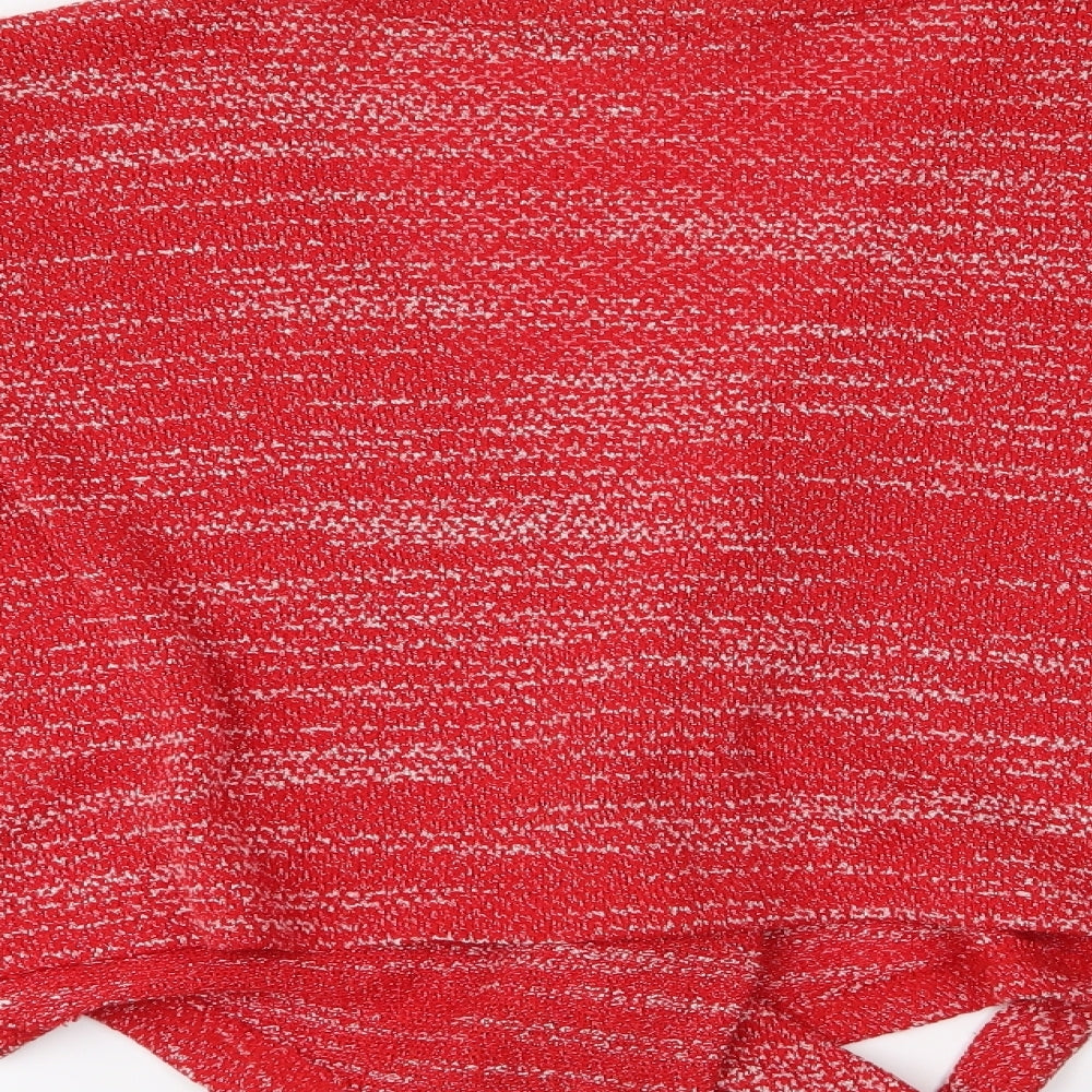 Brand and care label for Klass women’s red cardigan jumper, size M, - cropped