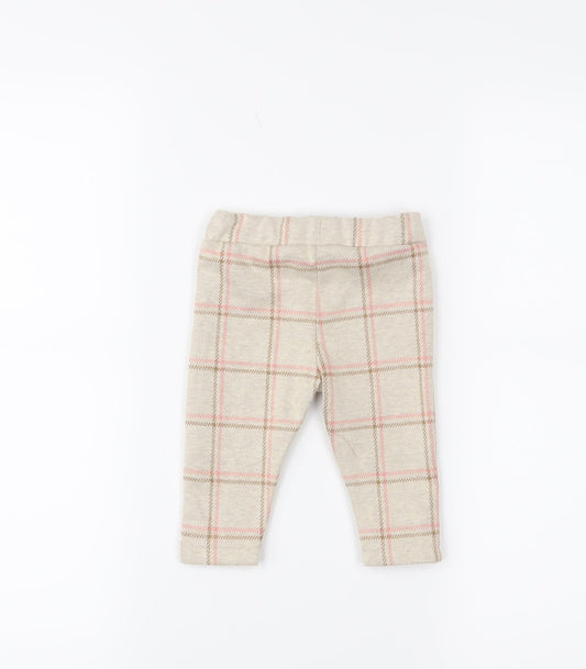 Nutmeg Girls Beige Check Cropped Leggings Size 3-6 Months