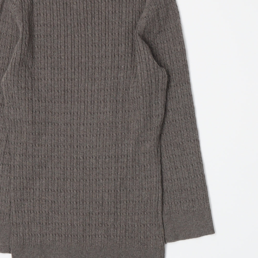 Brand and care label for Country Casuals women’s brown knit jumper, size M