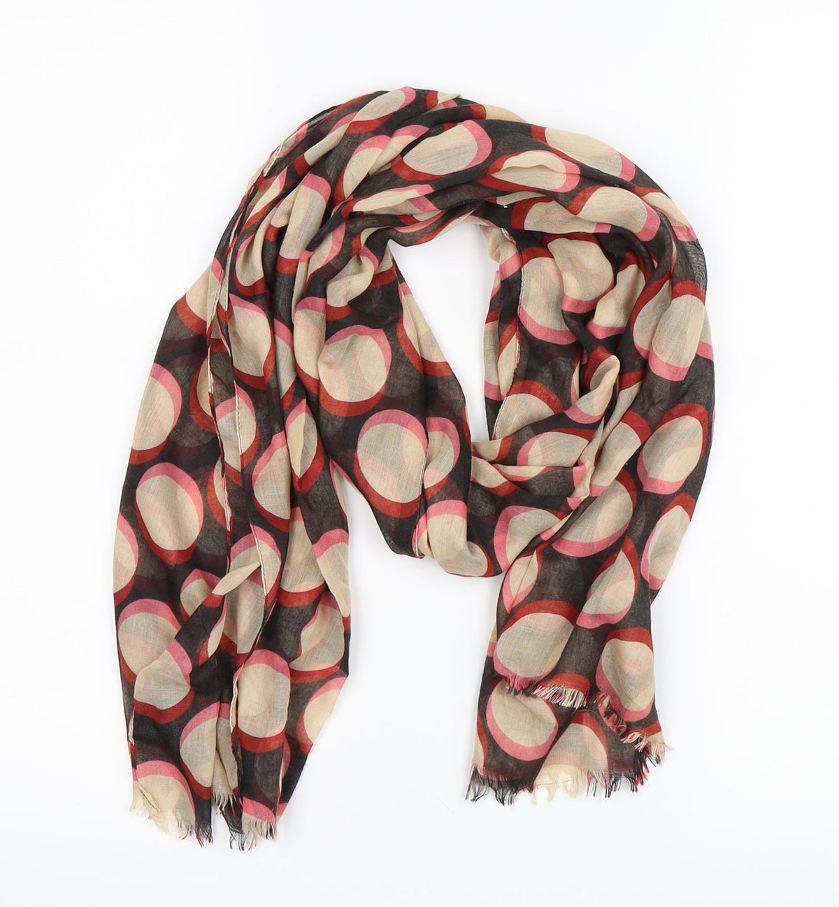 Front view of Accessorize women’s pink polka dot scarf