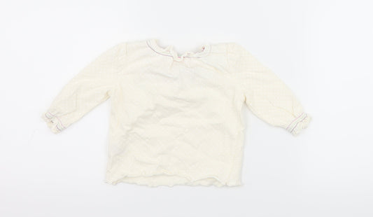 Cherokee Girls Ivory Polka Dot Basic T-Shirt Size 3-6 Months