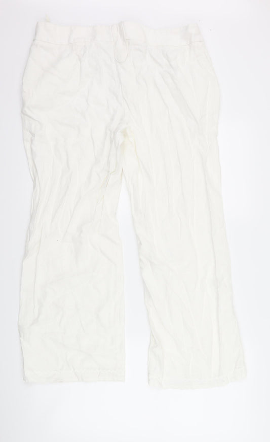 Marks and Spencer Womens White Trousers Size 36 L28 in