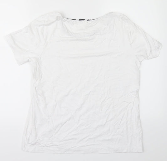 mona Womens White Basic T-Shirt Size 14