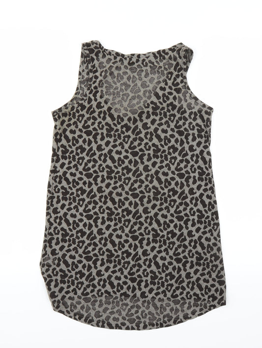 Oasis Womens Grey Animal Print Basic Tank Size XS