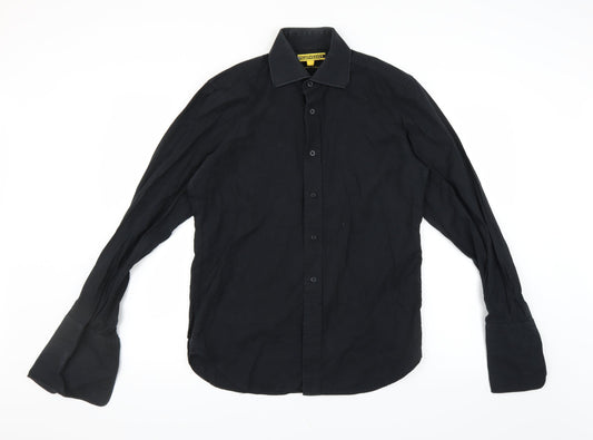 Additional front view of dreamweaver men’s black button-up, size 14