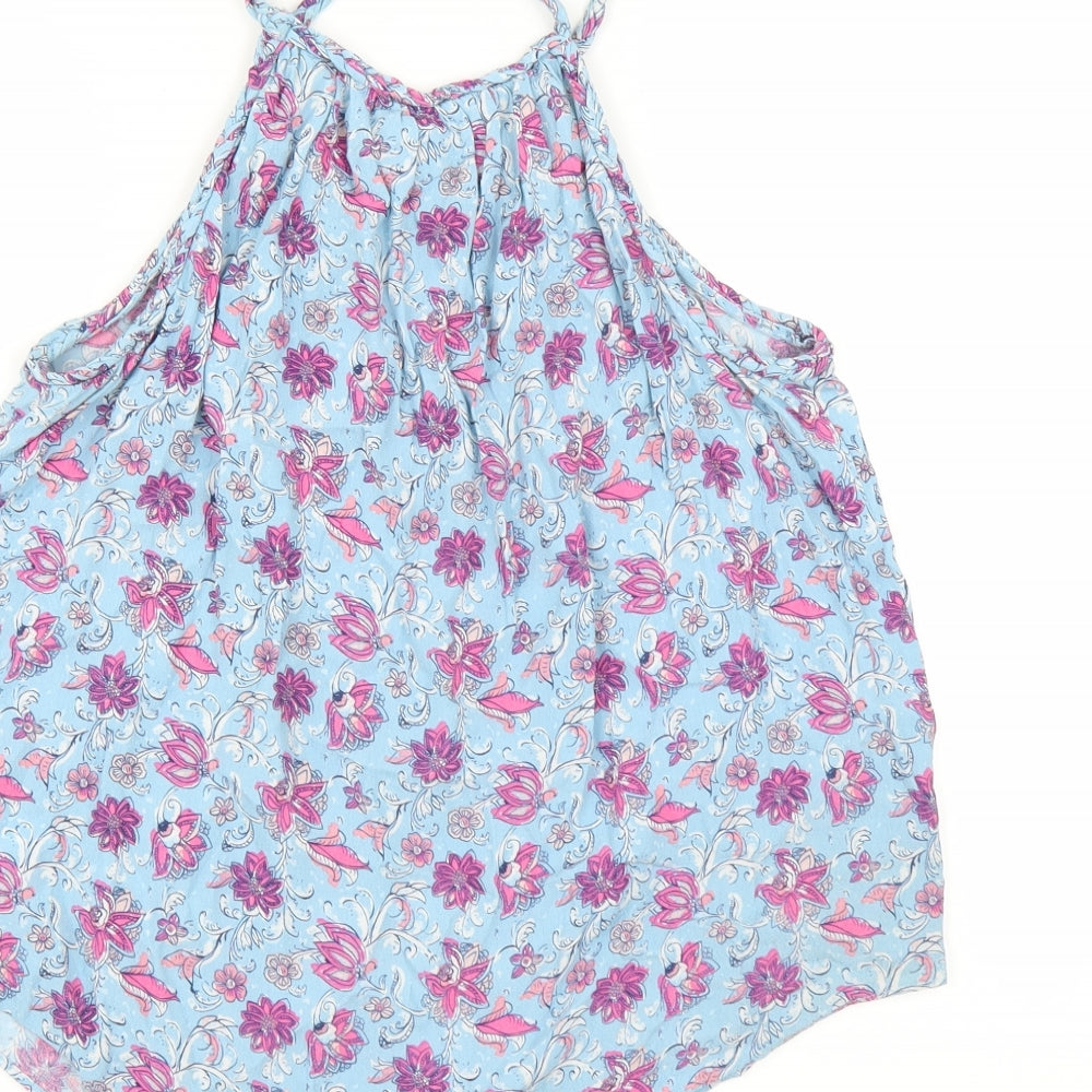 Brand and care label for Gap women’s blue floral camisole blouse, size M
